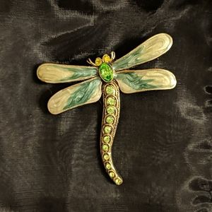 Green dragonfly brooch